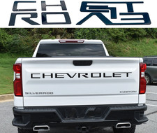 Black Glossy Raised Tailgate Inserts Letters For 2019-2026 Chevrolet Silverado