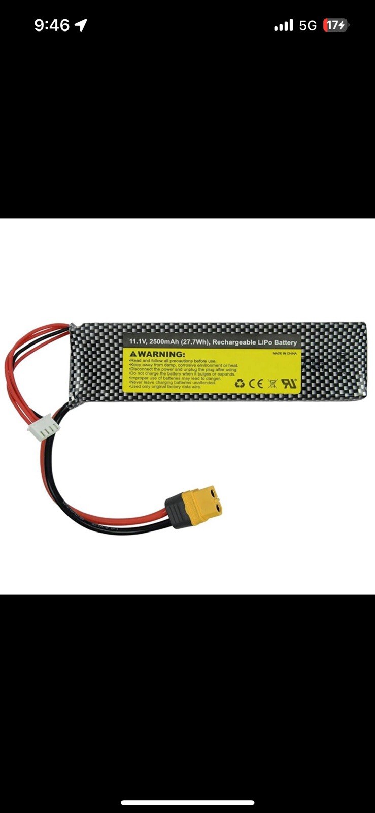 11.1V 2500mAh Rechargeable LiPo Battery UDI005-37 for UDIRC 