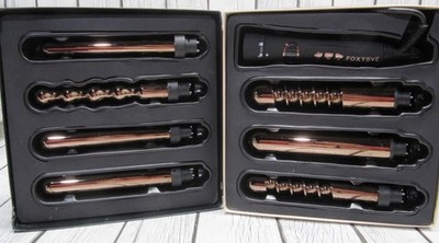 FoxyBae 7-in-1 Curling Iron Set Professional Rose Gold with 7 Hair Curling Wands