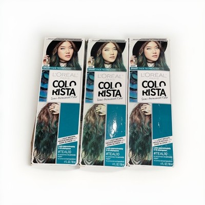 3PK L'Oreal Paris Colorista Semi Permanent Hair Color w/ Smart Fade # Teal10