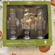 Holiday Home Lighted Nutcracker Set Color Changing LED Lights Color Battery New