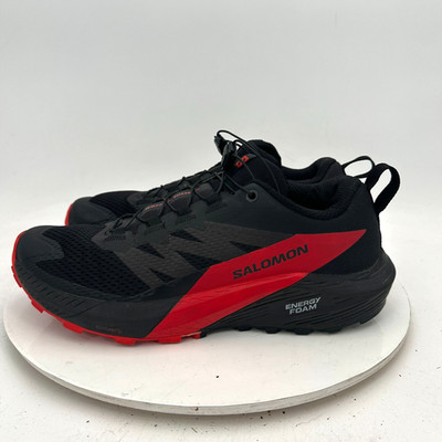 Salomon Sense Ride 5 Men Size 7 Black Red Drawstring Trail Running Shoes