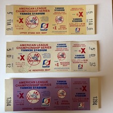 Three (3) 1978 ALCS New York Yankees v Kansas City Royals MLB Playoffs Tickets