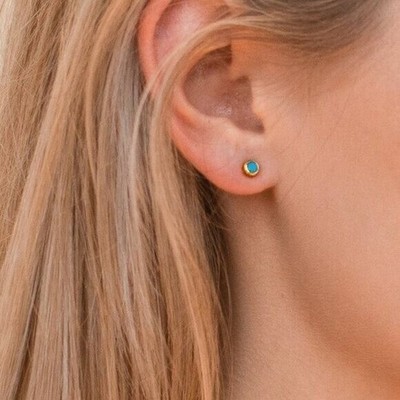 Turquoise Stud Earrings Gold Dainty December Birthstone Earrings