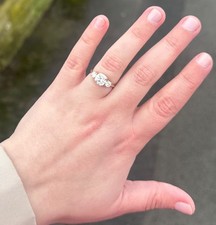 Cushion Cut Three Stone Moissanite Engagement Ring