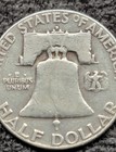 1952-S Franklin Half Dollar 50C Silver Business Strike 0.9 Fine KM#199 — photo 2