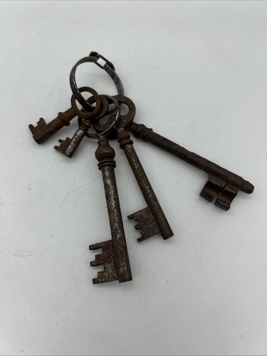 Vintage Metal Skeleton Keys Heart Oval Barrel Door Decorative Jump Ring