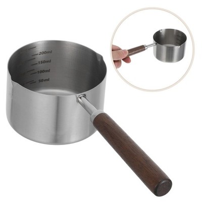 Mini Sauce Pan: Stainless Steel Oil Pot with Wood Handle - 1 Cup/250ml Cooking
