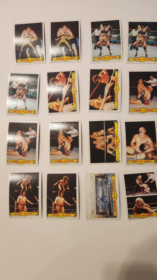 Juego parcial de cartas de lucha libre Topps WWF 1985 Hulk Hogan 81 cartas duplicadas totales Foto 4 de 4