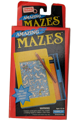 Vintage Hasbro AMAZING MAZES Travel Toy Set, Make Your Own Mazes, New (Open Box)