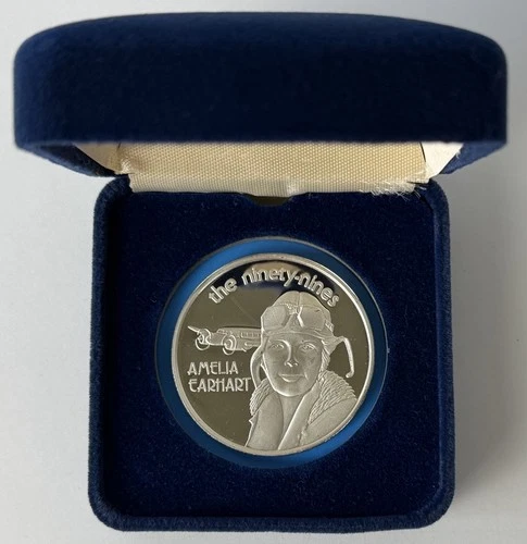 Amelia Earhart The Ninety Nines 1 Ounce Fine Silver 50th Anniversary Coin RARE