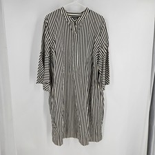 LAUREN Ralph Lauren Shift Shirt Dress Black White Striped Bell Sleeve NWT 20W
