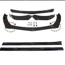 Universal Front Bumper Lip Body Spoiler Splitter Kit + Side Skirt Extensions UK