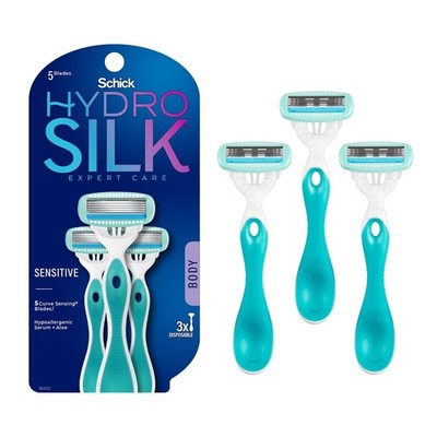 Schick Hydro Silk Sensitive Women's Disposable Razors, 3 count (Pack of 1) 