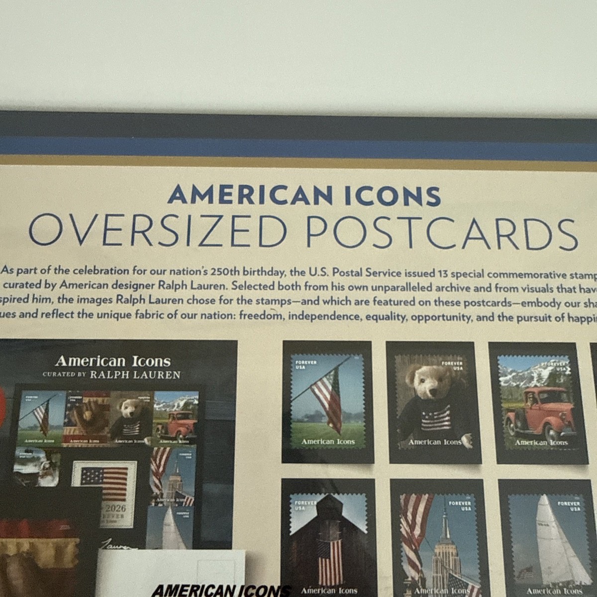 POLO RALPH LAUREN USA American Icons Oversized Postcards Set 1776