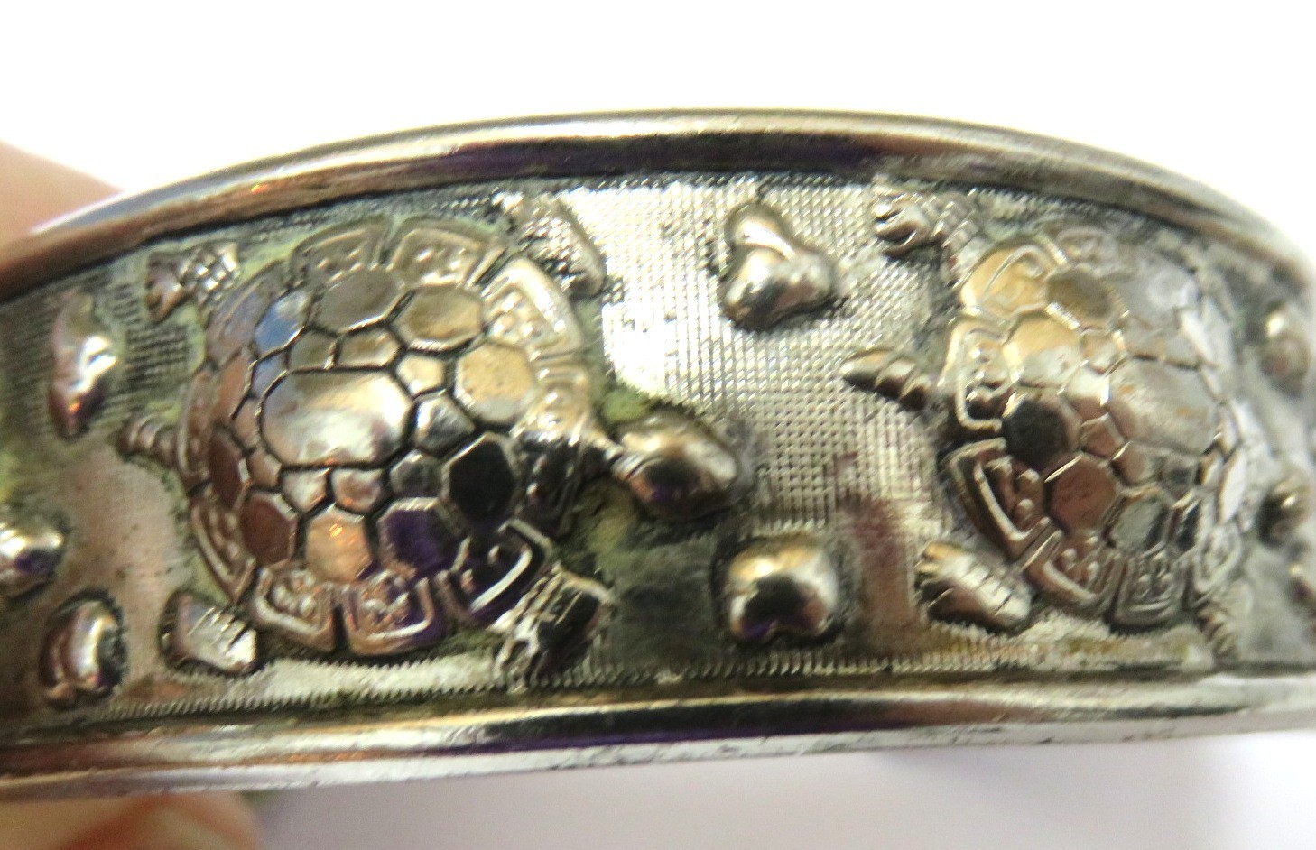 Solid Sterling Silver "Turtle Design" Cuff Bracel… - image 2