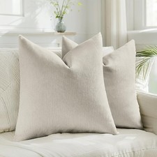 HAUSSY Pack of 2 Linen Pillow Covers 24x24 Inch, Decorative Throw Pillows Sof...