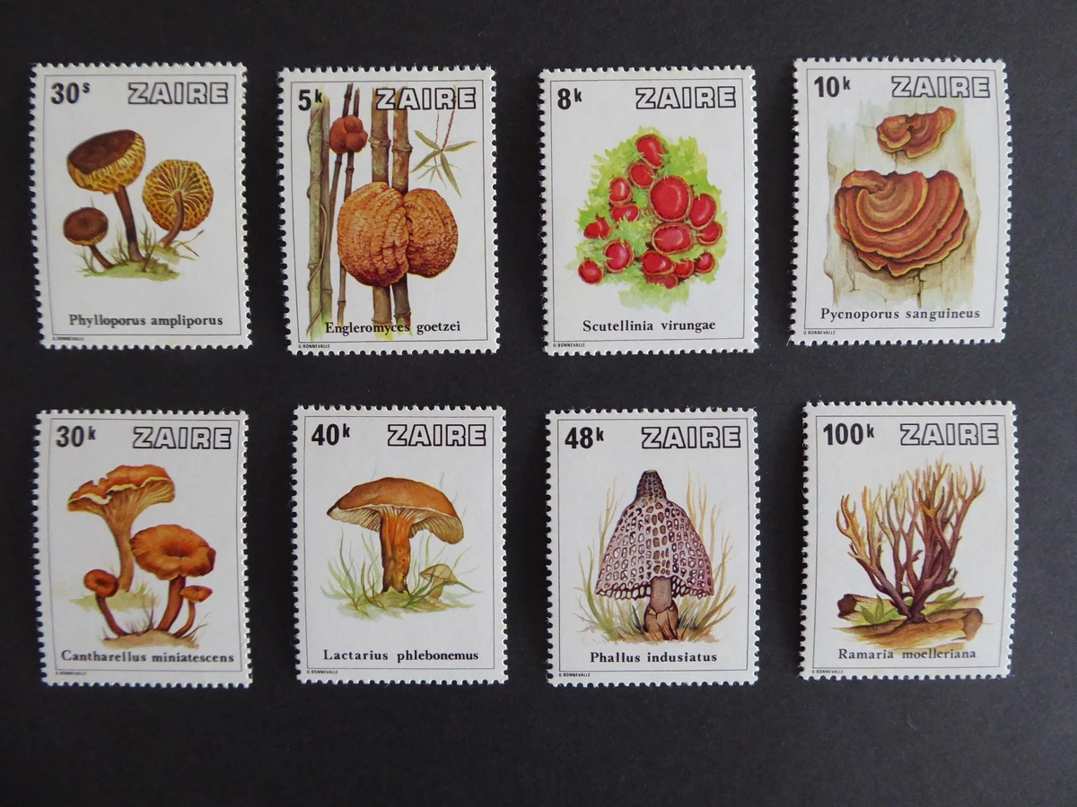 Sellos motivos de setas, Congo (Zaire) Mi. Nº597-604 franqueo postal