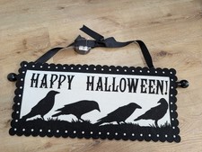 Nuevo letrero grande de fieltro de Happy Halloween con cuervos negros 2008, descontinuado