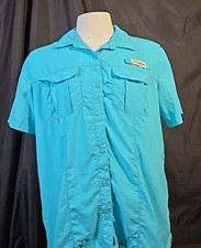 Sz S Magellan Fish Gear Shirt Men's Relaxed Fit Aqua Vented Short Sleeve