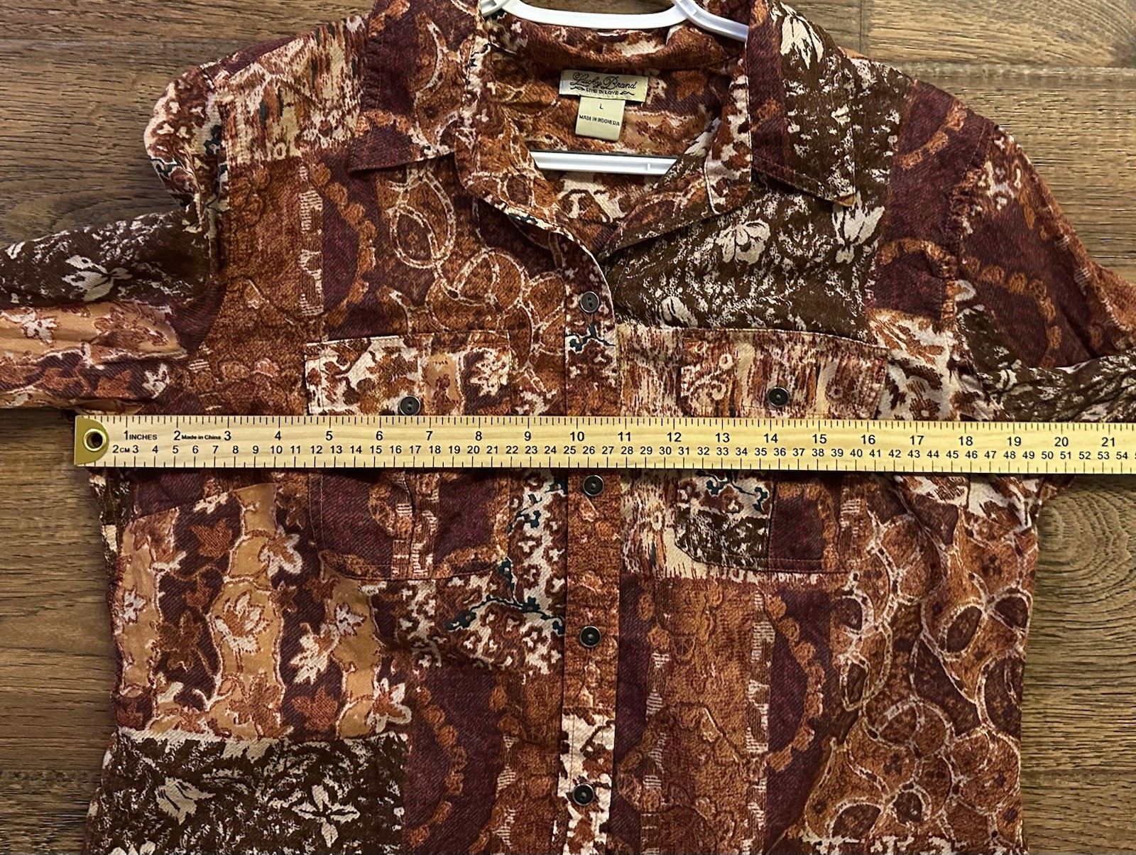 Lucky Brand Patchwork Boho Button Down Shirt Wome… - image 6