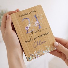 Personalised 21st Birthday Card, Keepsake Card for Her, 21 Years Milstone Gift