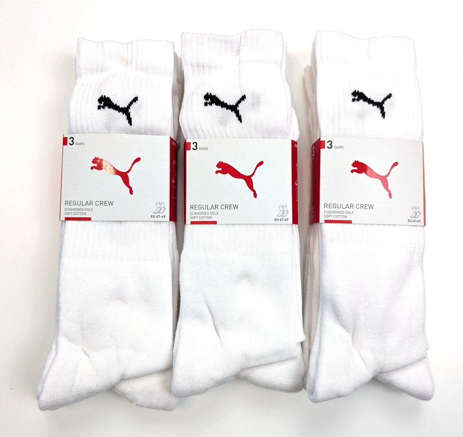 Puma, Unisex, Socken, Crew Sock, Weiss, (3er Pack, 47 - 49) - Bild 2