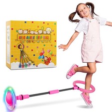 Ankle Skip Ball for Kids, Foldable Skip Ball Toy with Colorful Flash Wheel, Outs