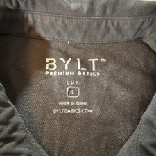 BYLT Lux Shirt Large Black Polo Outdoor Workout Gym Athletic Drop Cut SLIM Mens
