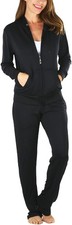 Women's Soft Lightweight Poly/Blend Hooded Velour Track Set Active Tracksuit ...