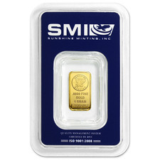1 Gram Sunshine Mint .9999 Fine Gold Bar In Assay Mint Mark SI 5141.40 per troy oz