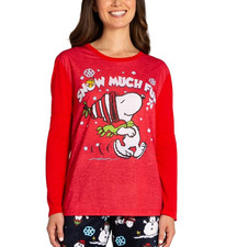 Peanuts Women's Long-Sleeve Pajama Top Red MEDIUM