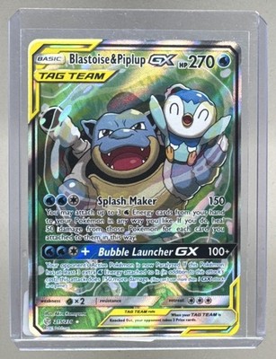 Blastoise & Piplup GX 2019 Pokemon Sun Moon Cosmic Eclipse #215