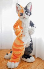 Long Fur Husky Dog Fox Mascot Costume Fursuit Halloween Suit Cosplay 226#