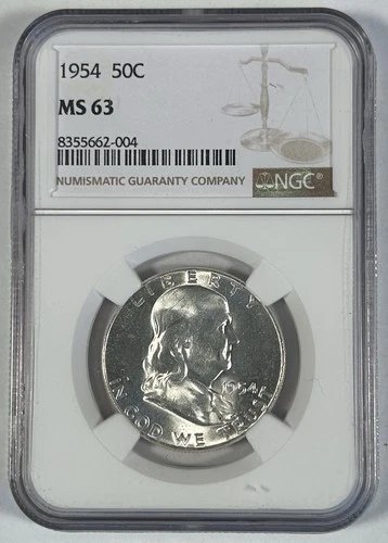 1954 Franklin Half Dollar Coin NGC MS 63