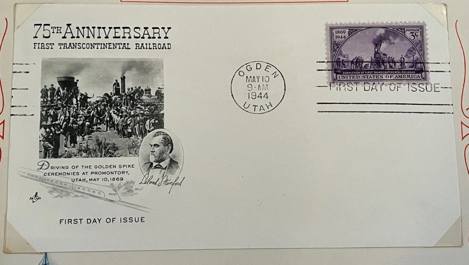 1944 3c Transcontinental Railroad Stamp #922 First Day Covers - Omaha, Ogden, SF - Image 4 of 4