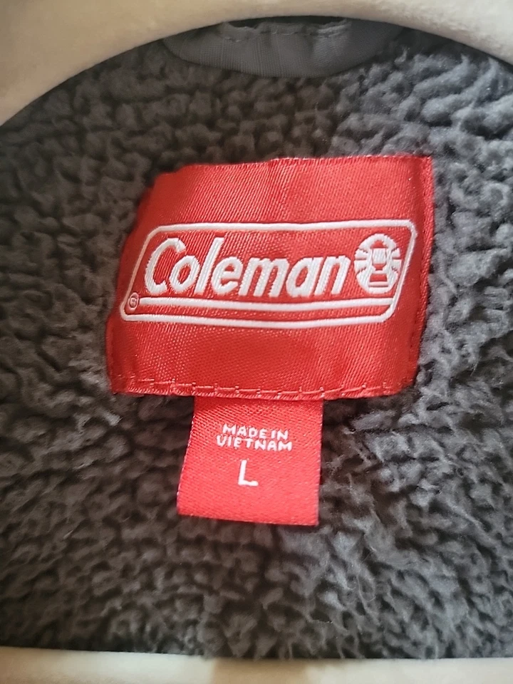 Coleman 男式夏尔巴夹克大号,有衬里,连帽,抽绳,全拉链灰色 — 第 2/4 张图片