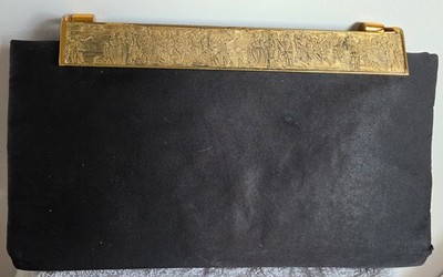 VTG Berger Bags Metal Relief Clutch Black Classic Evening Bag Purse Handbag