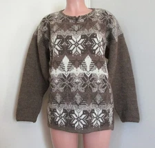 SNOWY PEAK UNTOUCHED WORLD NEW ZEALAND MERINO WOOL LT. BROWN SWEATER, SIZE L