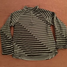 Boys Black Striped  Zip NIKE Dri-Fit Youth Large Long Sleeve NICE