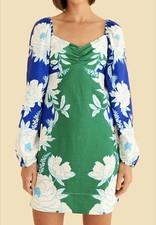 Farm Rio Soft Garden Mini Dress Size XS NWT Anthropologie Blue Green Floral