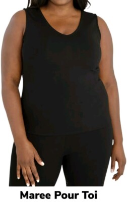 Maree Pour Toi Black Soft Stretch Knit Tank Ready To Layer Fit  V-Neck Top Sz-3X