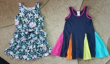 Lot of 2 Girl Dress Scooter Tiered Flowers Sleveless Maggie  Zoe H M Size 4-6