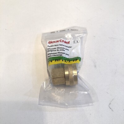 Sioux Chief Brass 3/4-In FHT x 1/2-In FIP Garden Hose Swivel Adapter