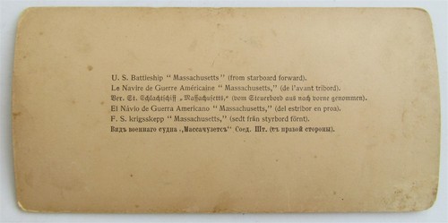 US BATTLESHIP MASSACHUSETTS ANTIQUE STEREO PHOTO stereoview - Picture 2 of 2