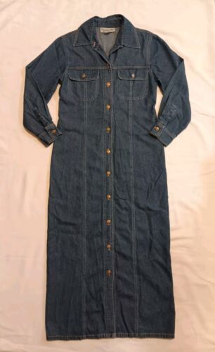 Vtg Denim Dress Sz 6 Button Up Usa Made The Last Best Place 90s Western Boho  - Picture 1 of 17