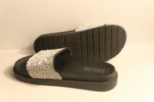 catherine malandrino -Silver Sequin Slippers size 8 black