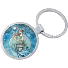 Mermaid Moon Keychain - Includes 1.25 Inch Loop for Keys or Backpack