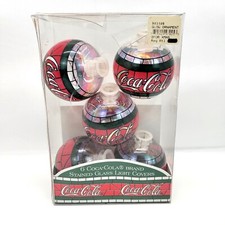 Coca-Cola Stained Glass Light Covers Christmas Cavanagh Vintage 1997 Box of 5