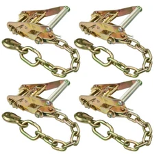 VULCAN Ratchet Buckle - Chain Tail & Welded Grab - 4 Pack - 3300 lbs SWL